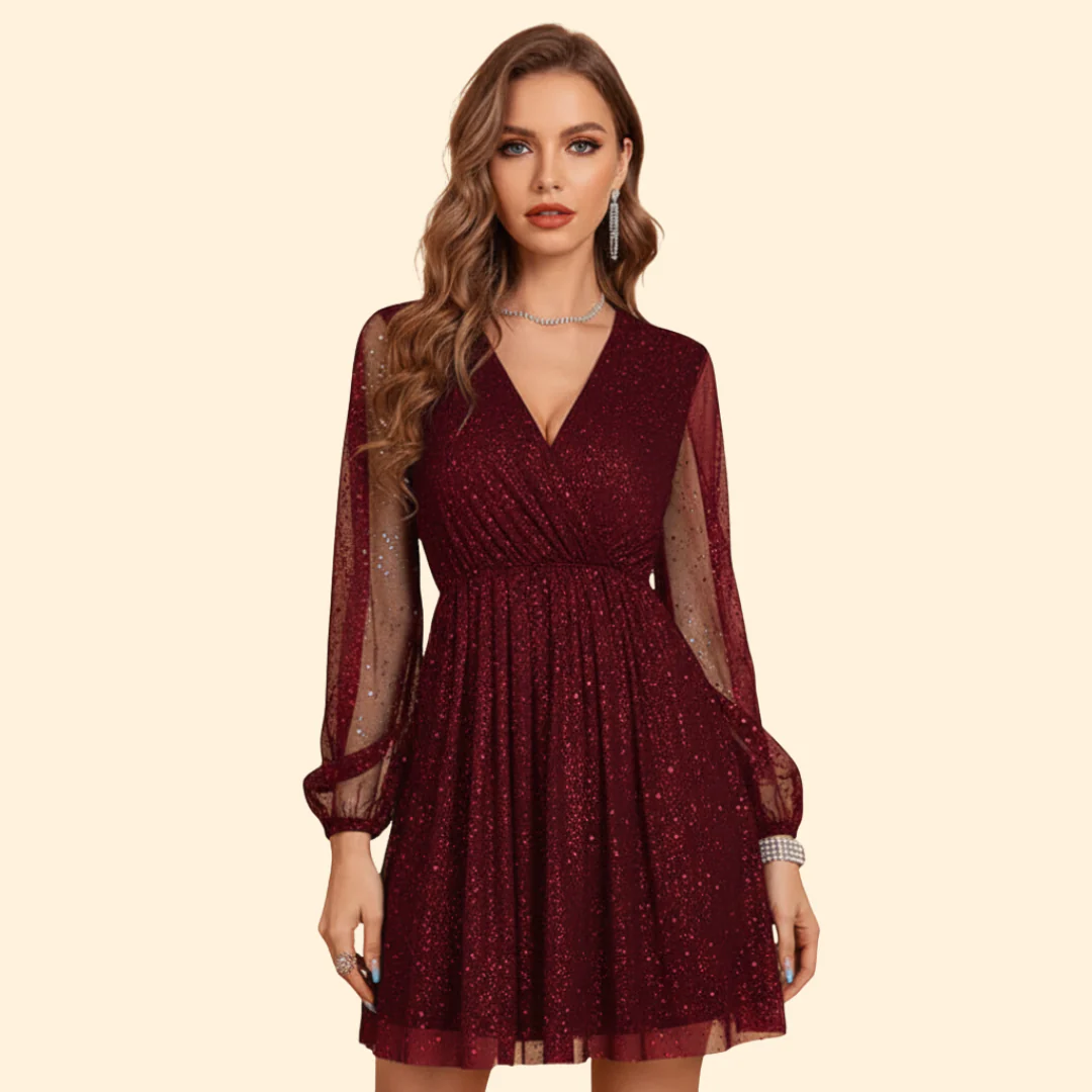 Women's Solid Color Maxi Dress with V-Neck - Image 2