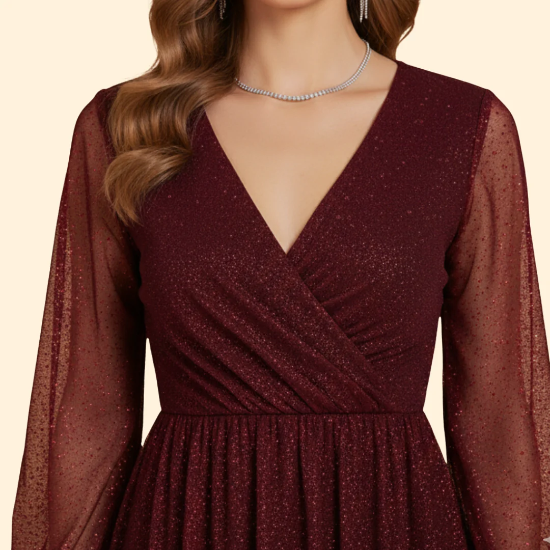 Women's Solid Color Maxi Dress with V-Neck - Image 5