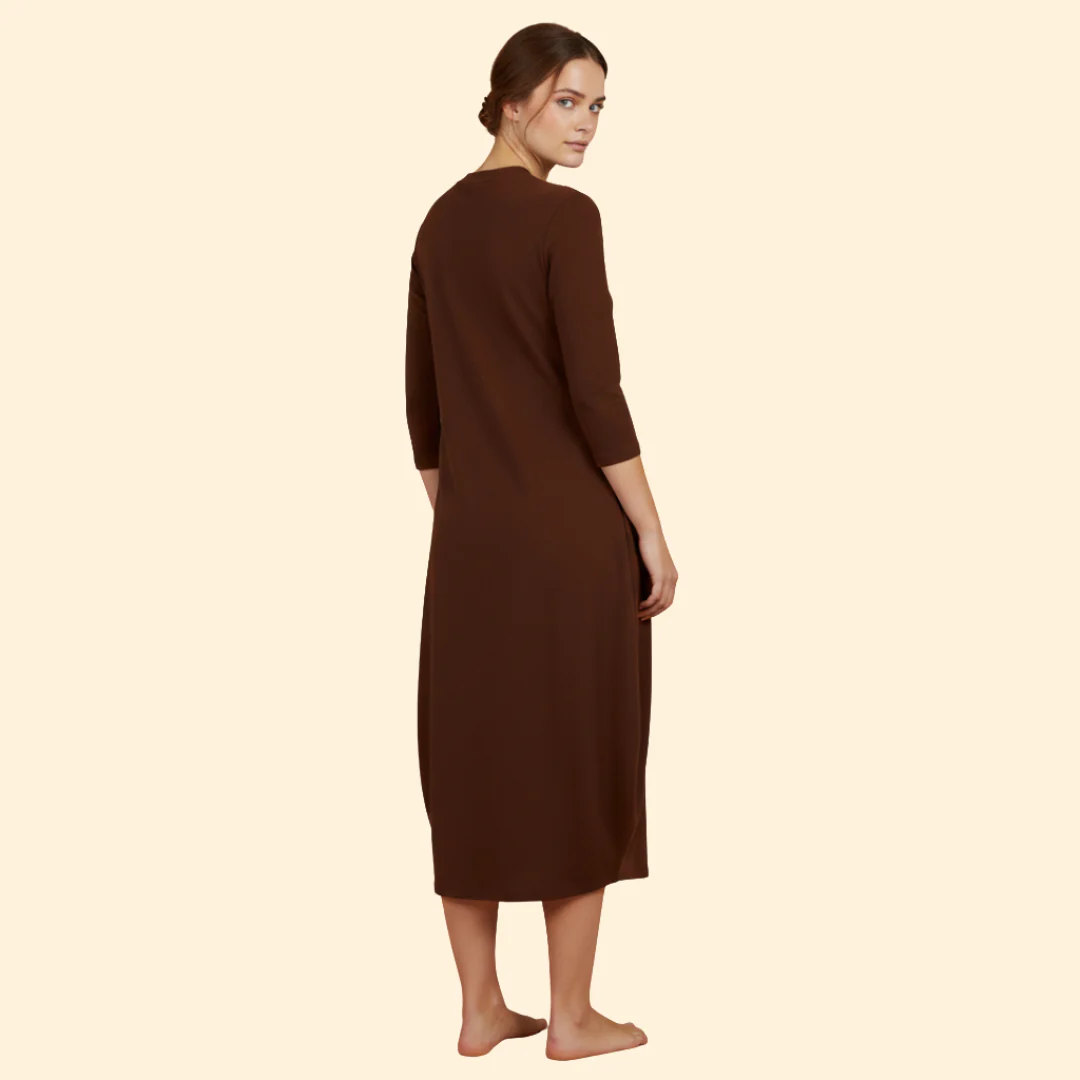 Women's Solid Dress with Round Neckline - Image 4