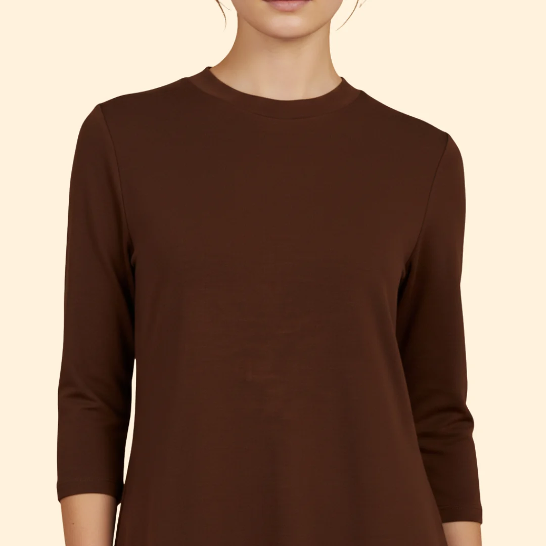 Women's Solid Dress with Round Neckline - Image 5