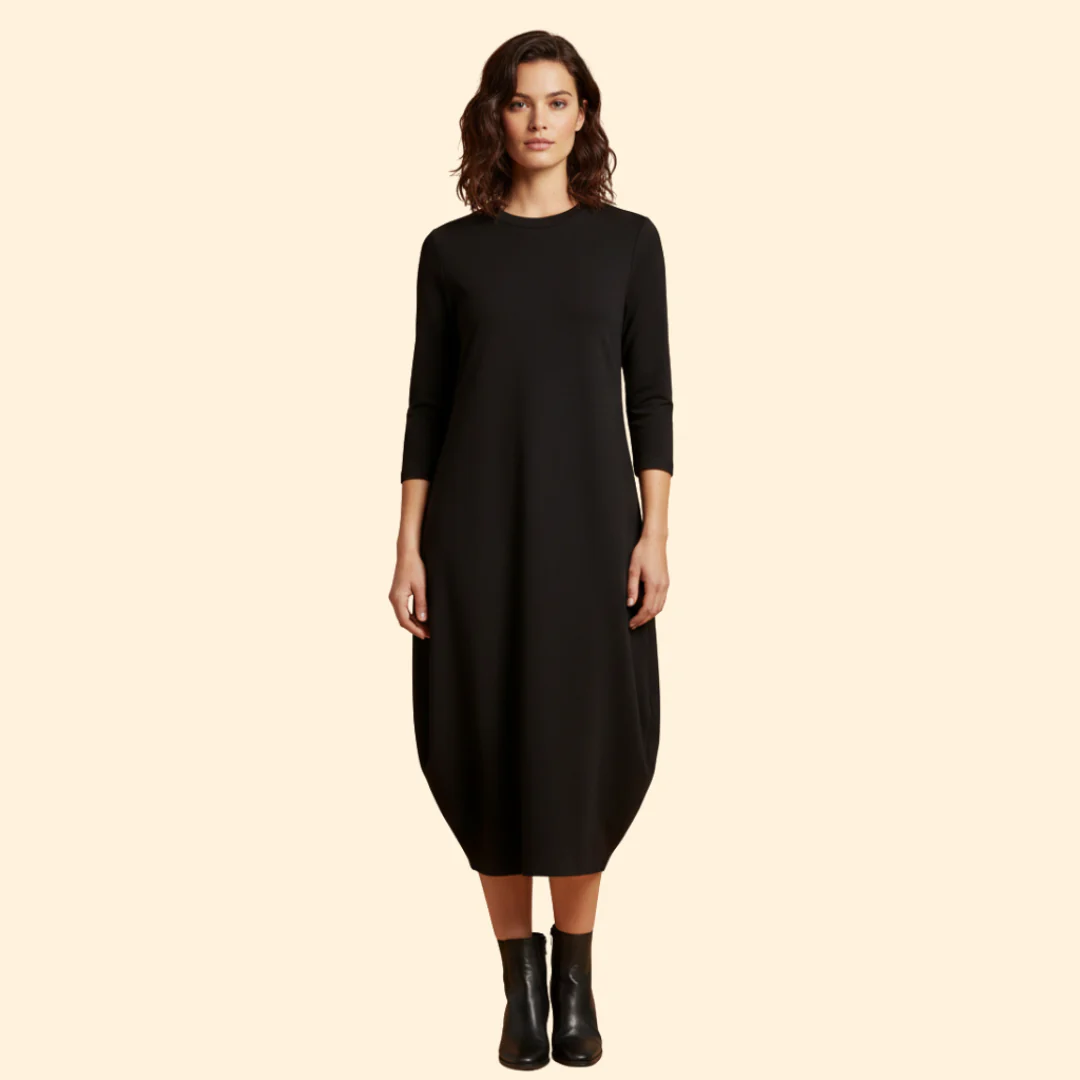 Women's Solid Dress with Round Neckline - Image 6