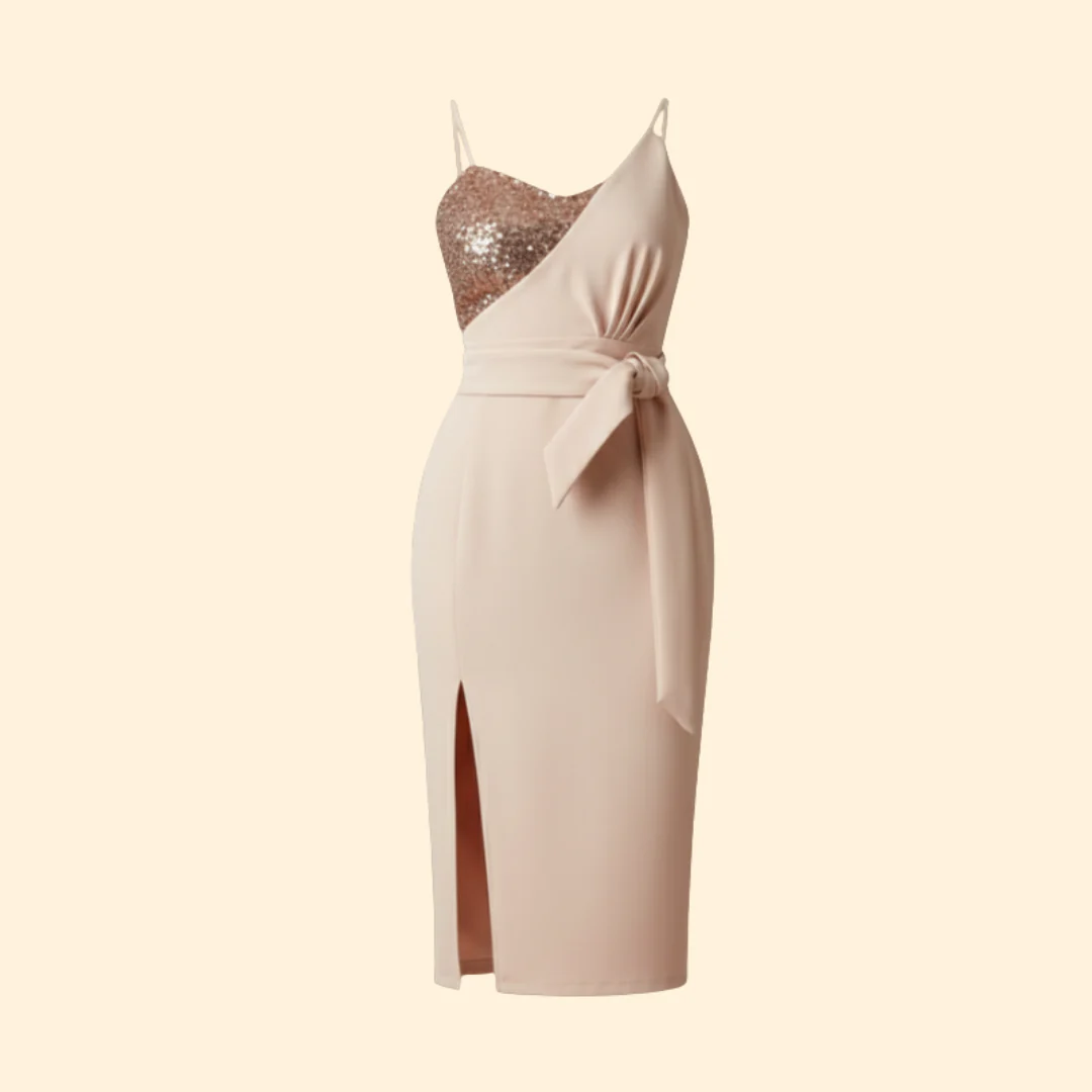 Women's Sparkling Asymmetrical Midi Dress