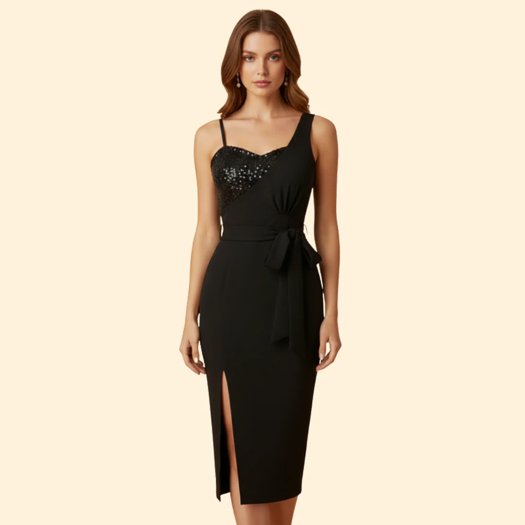 Women's Sparkling Asymmetrical Midi Dress - Image 8