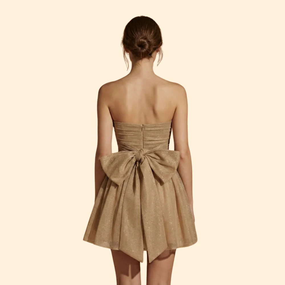 Women’s Sparkling Bow Wedding Guest Dress - Image 3