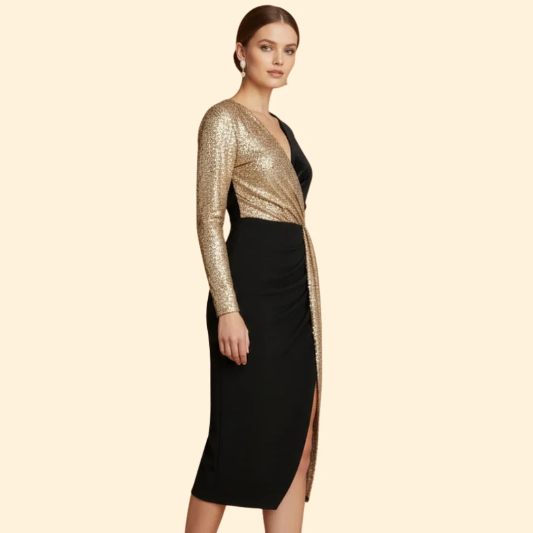 Women's Sparkling Gold Detail Dress - Image 3