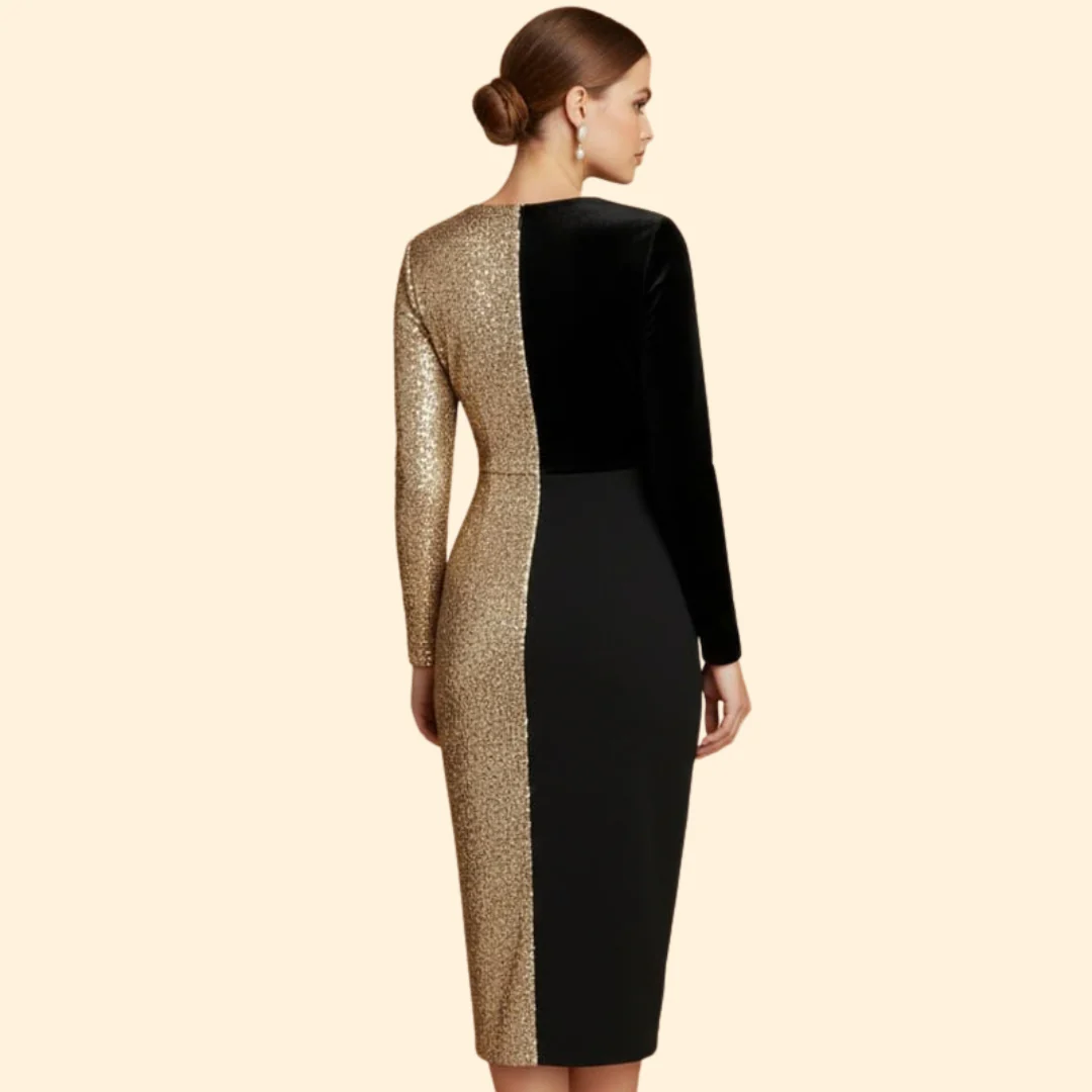 Women's Sparkling Gold Detail Dress - Image 4