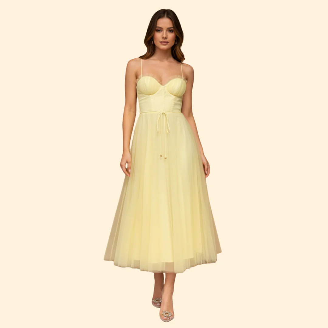 Women's Strapless Chiffon Dress with Tie Detail - Image 14