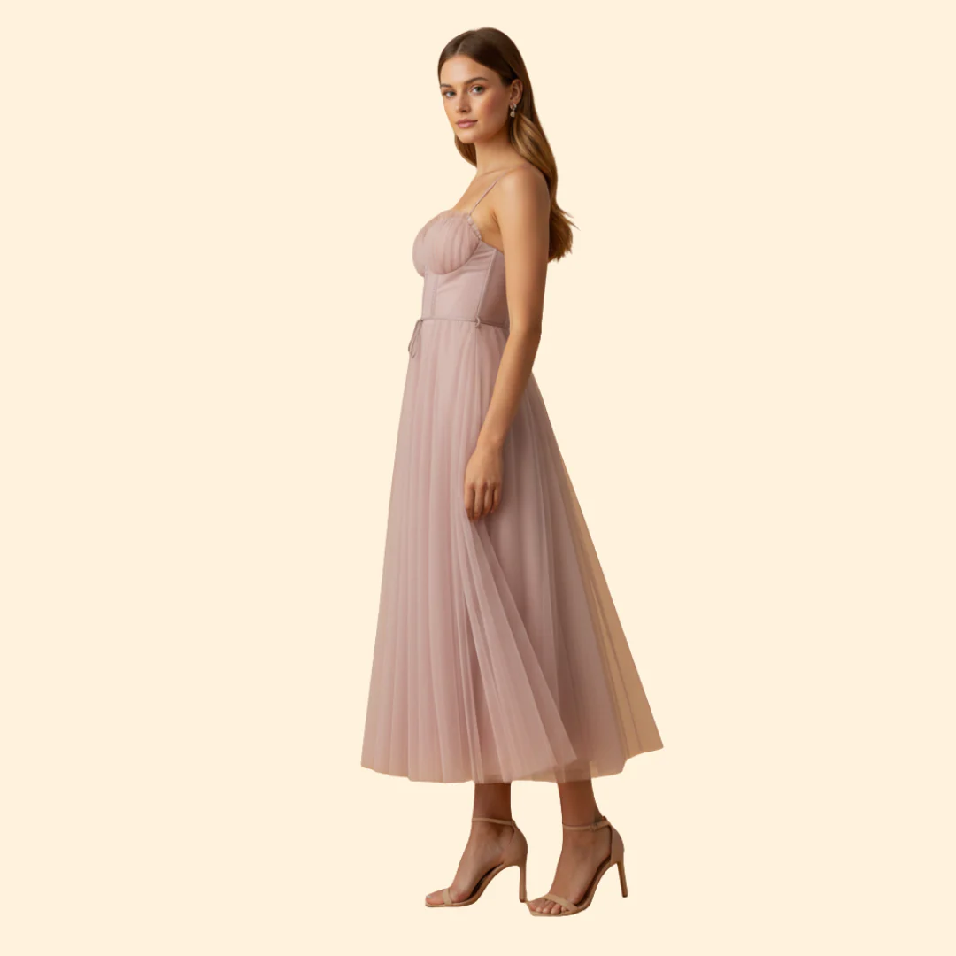 Women's Strapless Chiffon Dress with Tie Detail - Image 3