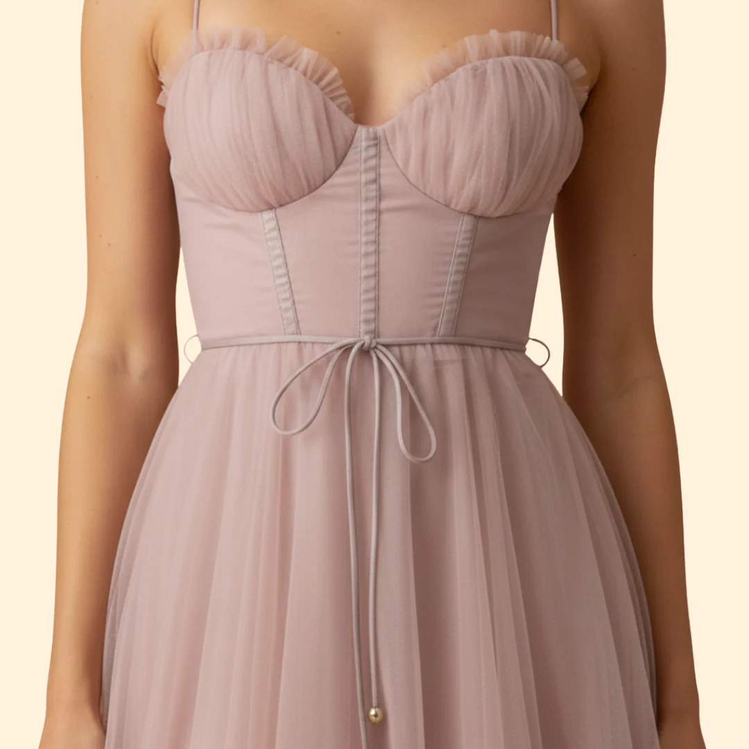 Women's Strapless Chiffon Dress with Tie Detail - Image 5