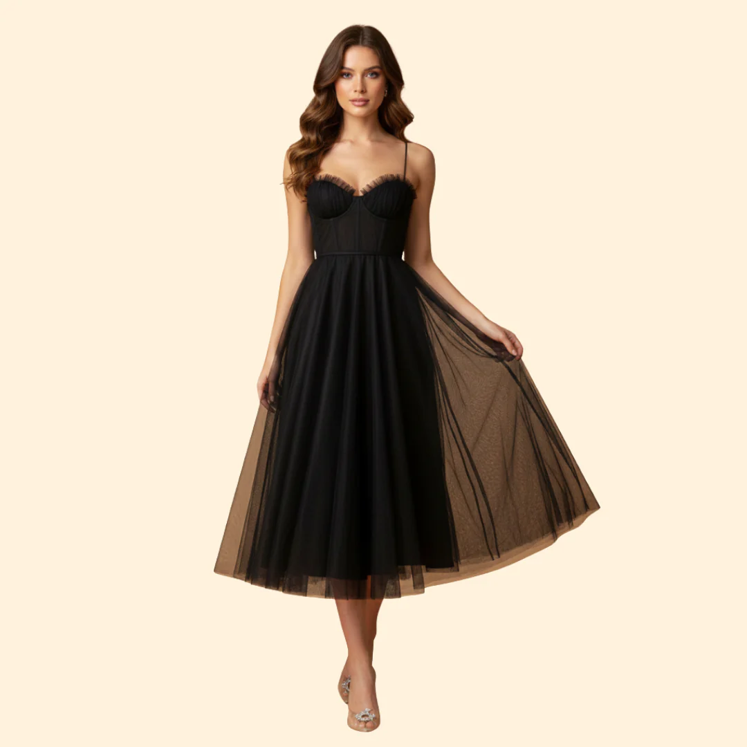 Women's Strapless Chiffon Dress with Tie Detail - Image 7