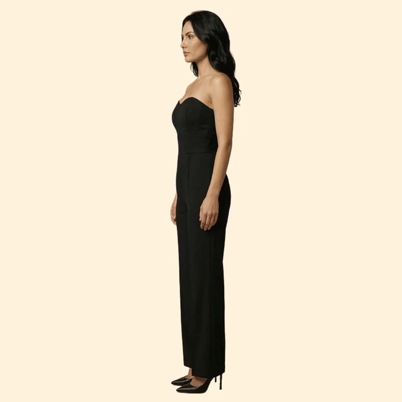 Women’s Strapless Jumpsuit with Flared Legs - Image 6