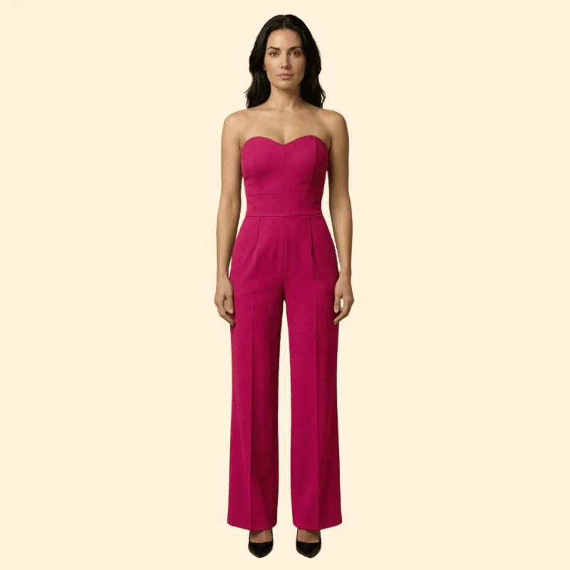 Women’s Strapless Jumpsuit with Flared Legs - Image 7