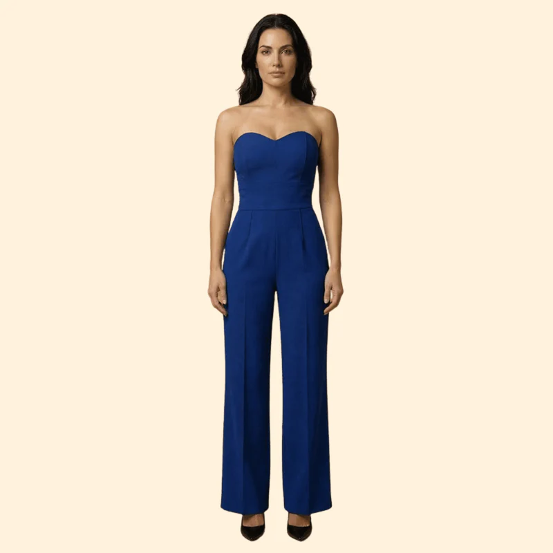 Women’s Strapless Jumpsuit with Flared Legs - Image 8