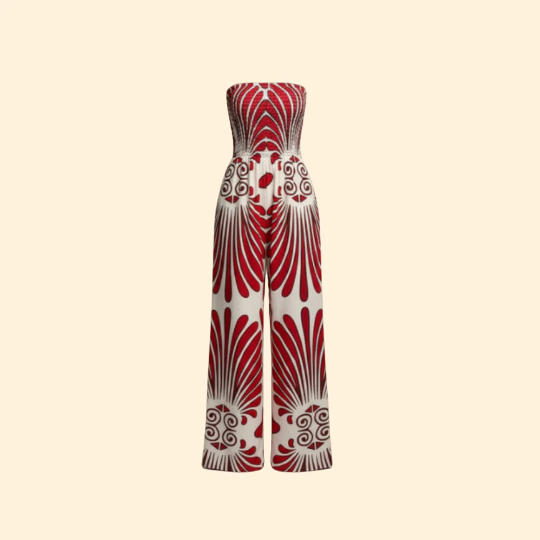 Women’s Strapless Jumpsuit with Floral Print