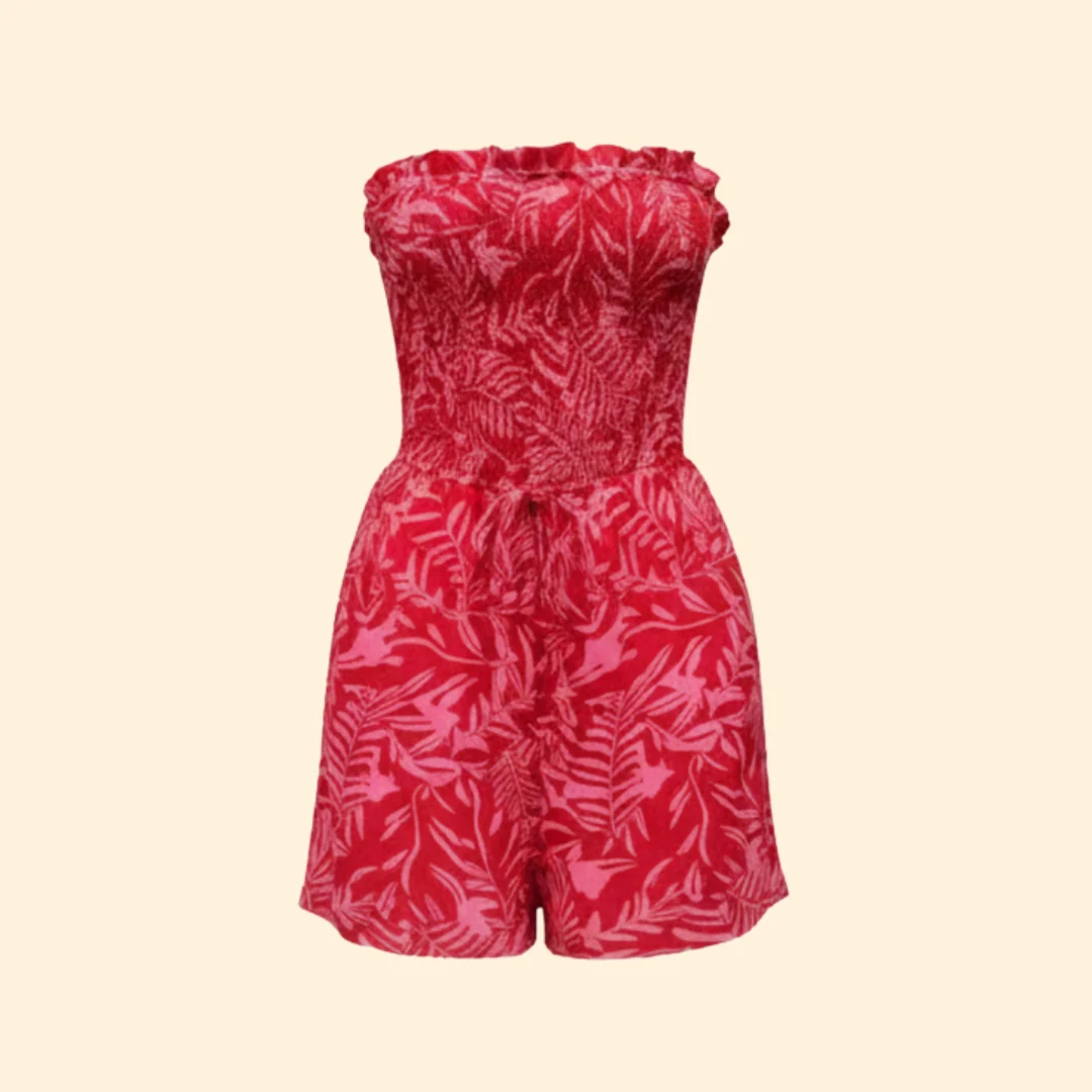 Women’s Strapless Romper Smocked Bodice