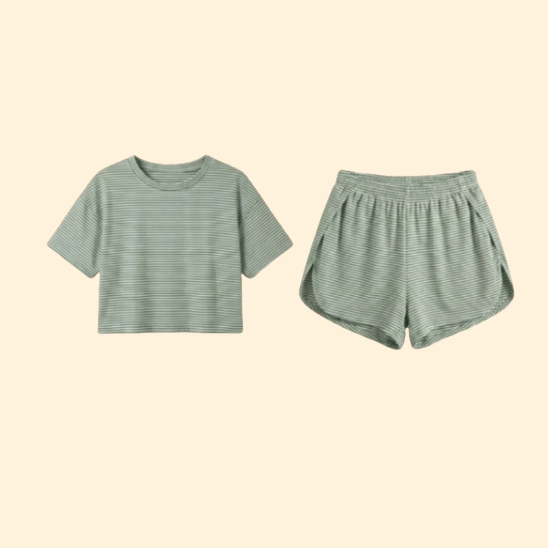 Women’s Striped Leisure Set with Elastic Waistband