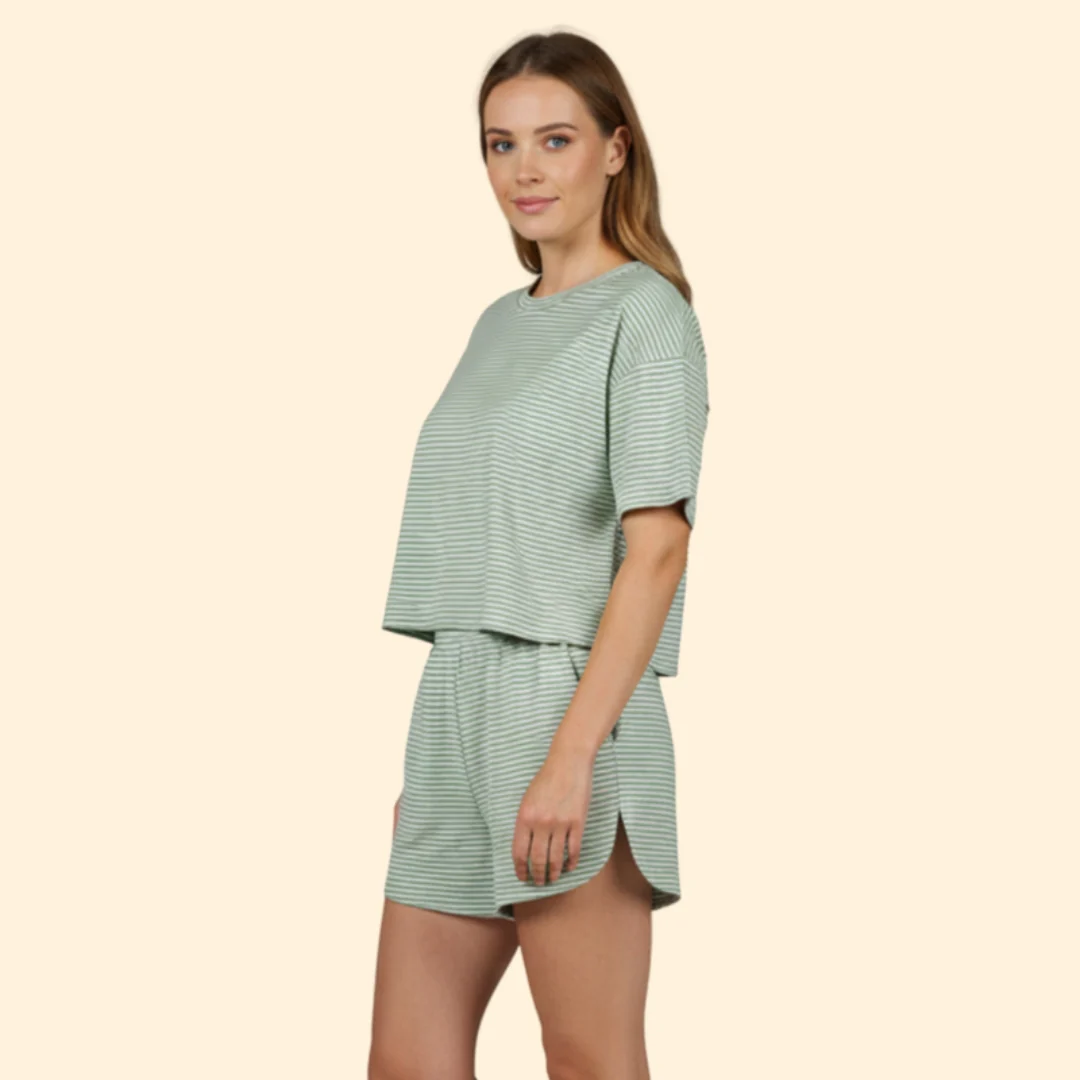 Women’s Striped Leisure Set with Elastic Waistband - Image 3