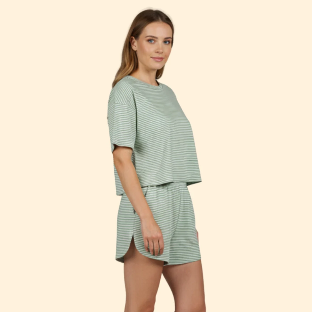 Women’s Striped Leisure Set with Elastic Waistband - Image 4