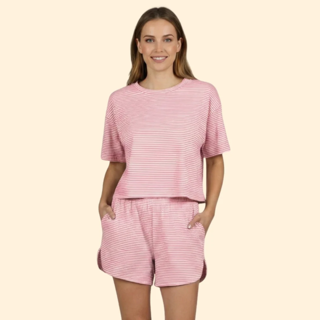 Women’s Striped Leisure Set with Elastic Waistband - Image 6