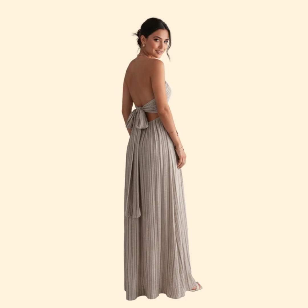 Women’s Striped Maxi Dress with Adjustable Straps - Image 5