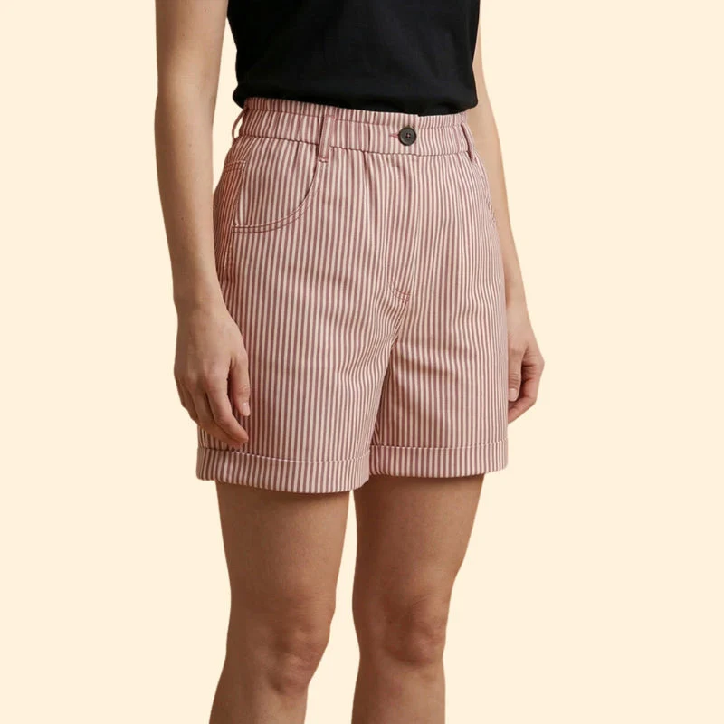 Women’s Striped Shorts with Button Waist - Image 4