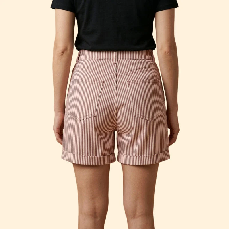 Women’s Striped Shorts with Button Waist - Image 5