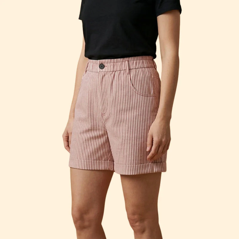 Women’s Striped Shorts with Button Waist - Image 6