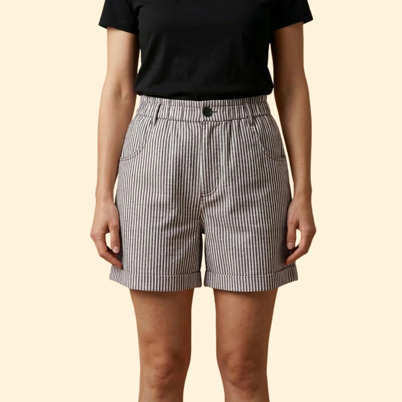Women’s Striped Shorts with Button Waist - Image 8