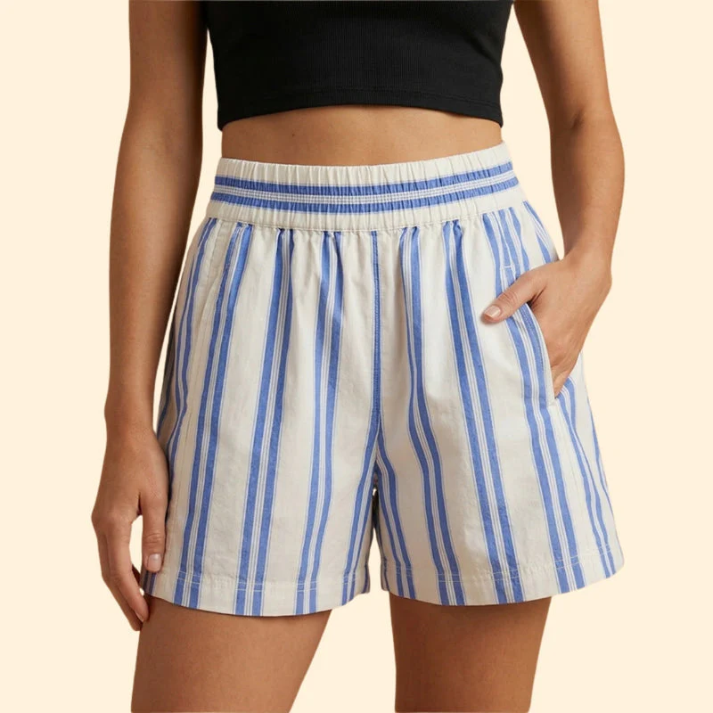 Women’s Striped Shorts with Elastic Waistband - Image 3