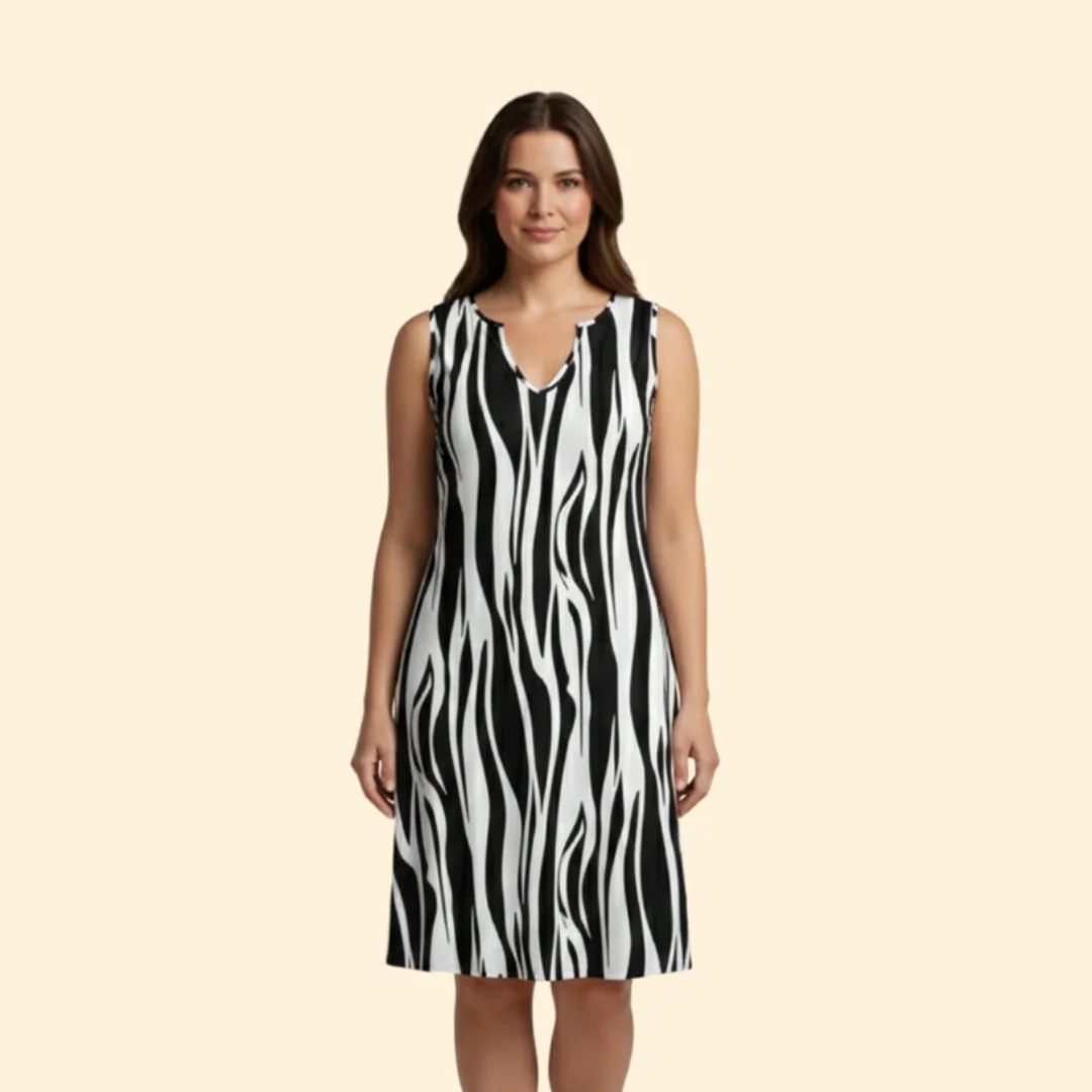 Women’s Striped Sleeveless Dress V-Neck - Image 6