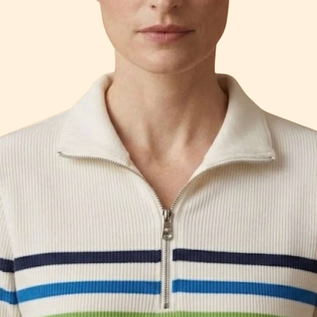 Women’s Striped Sweatshirt with Half-Zip - Image 11
