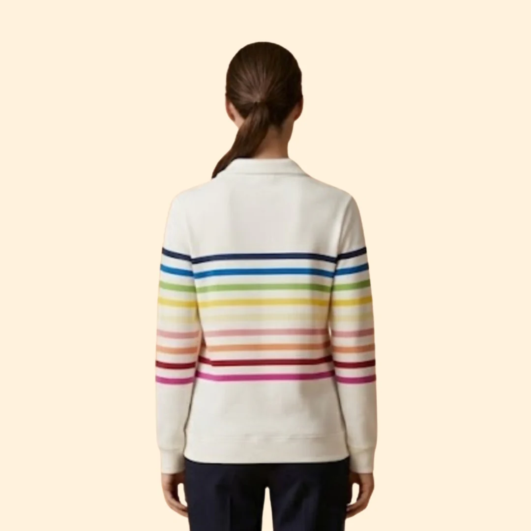 Women’s Striped Sweatshirt with Half-Zip - Image 5