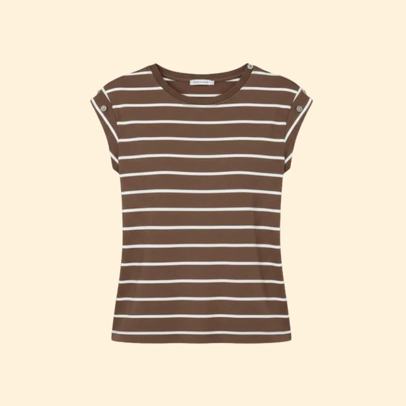Women’s Striped T-Shirt with Rolled Sleeves