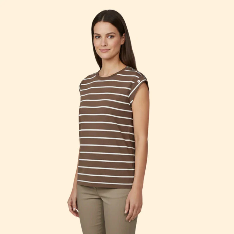 Women’s Striped T-Shirt with Rolled Sleeves - Image 3