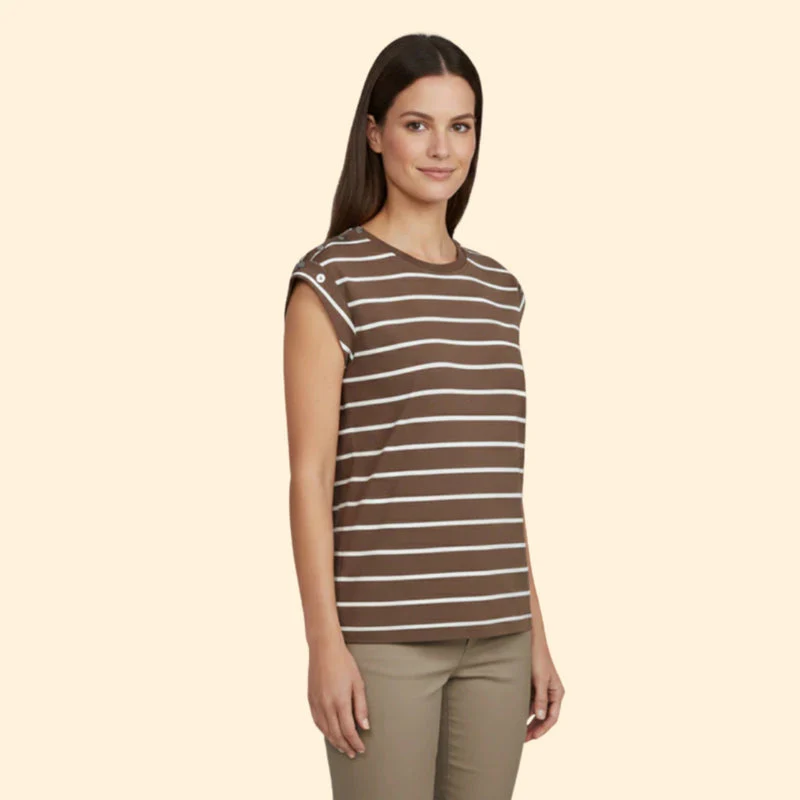 Women’s Striped T-Shirt with Rolled Sleeves - Image 4