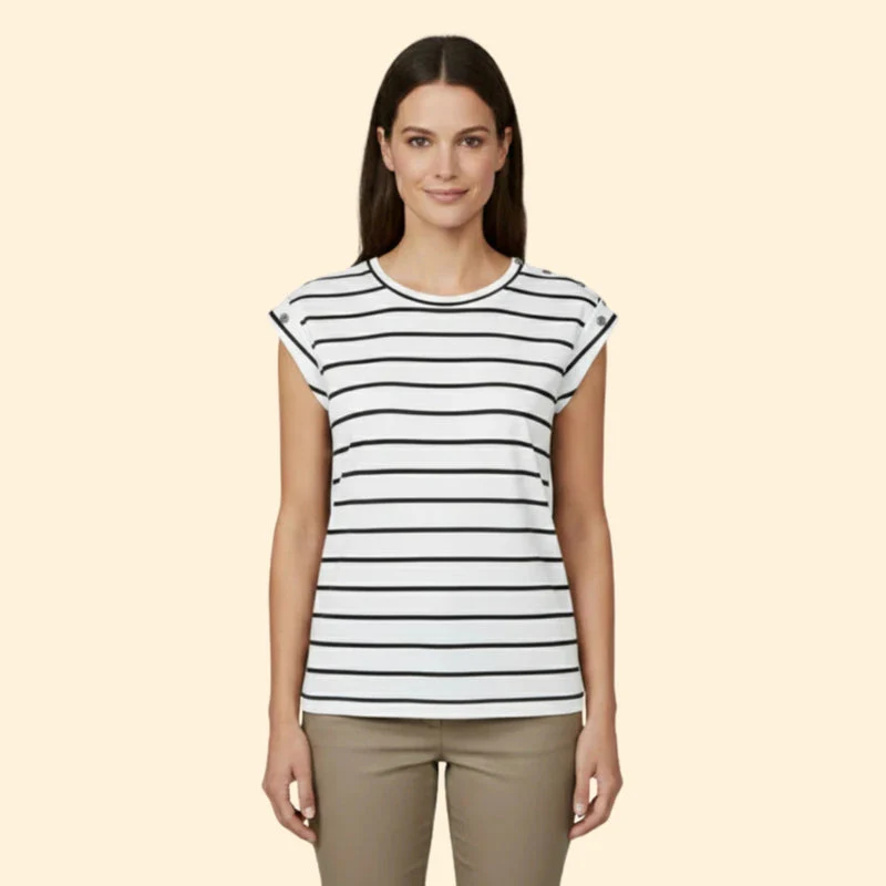 Women’s Striped T-Shirt with Rolled Sleeves - Image 6