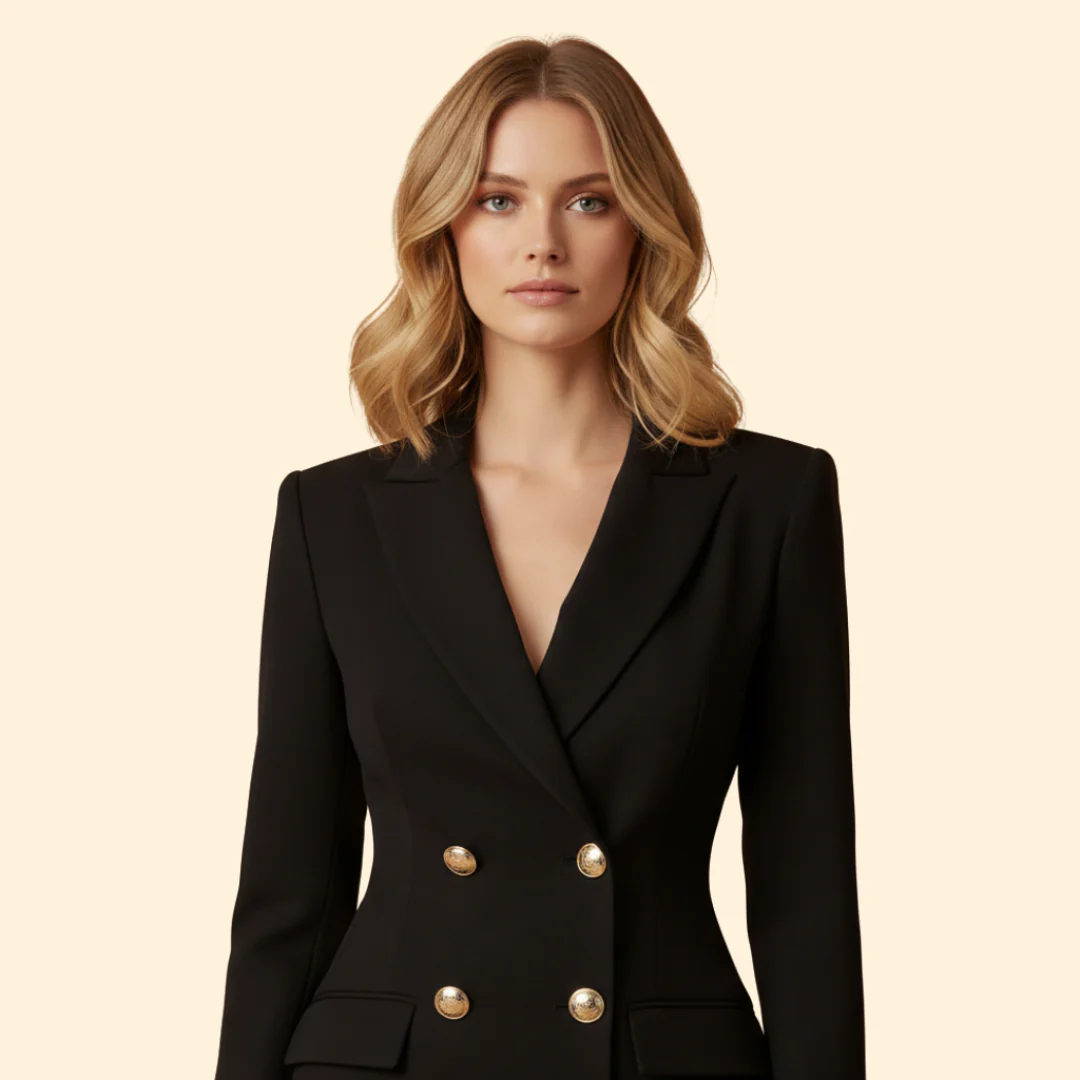 Women's Structured Blazer Dress with V-Neckline - Image 6