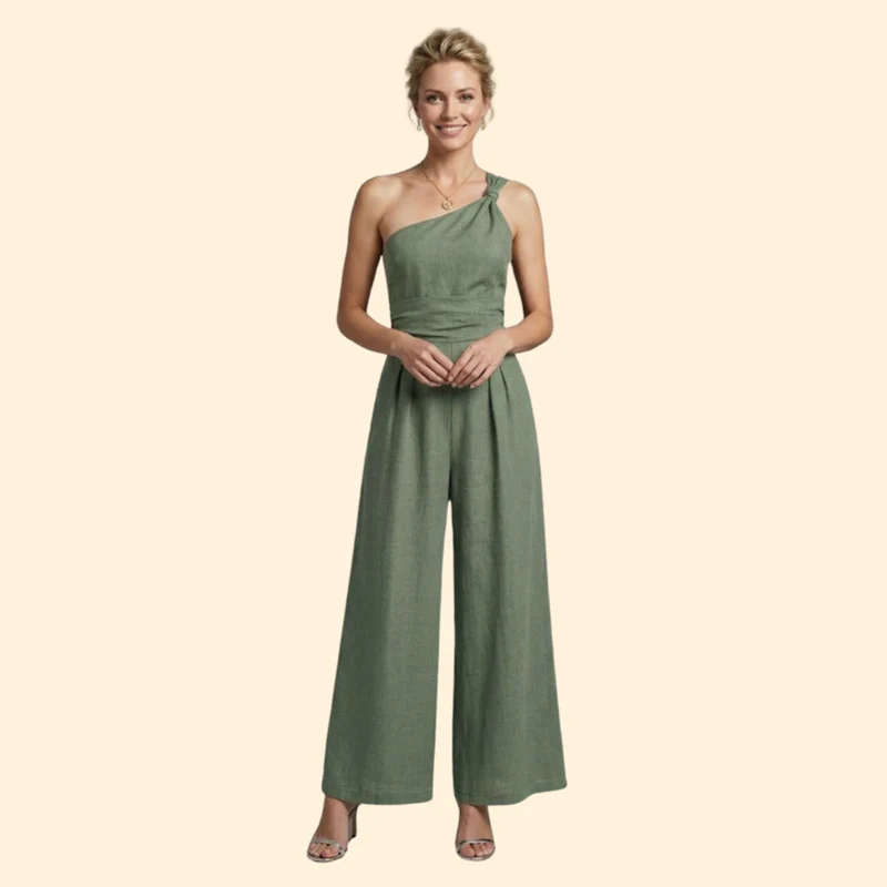 Women’s Stylish Jumpsuit with One-Shoulder Design - Image 8