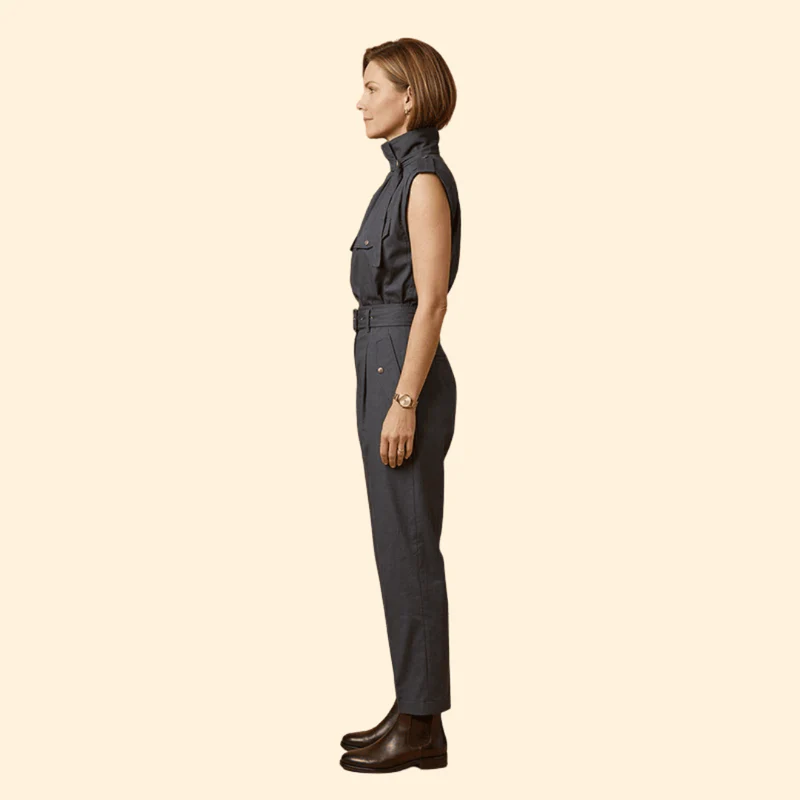 Women’s Stylish Jumpsuit with Pleated Front Design - Image 4