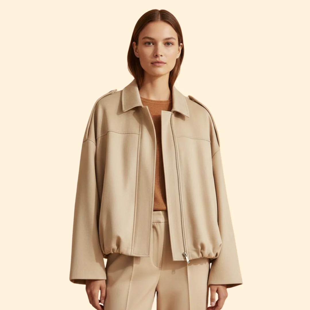 Women’s Suede Bomber Jacket with Long Sleeves - Image 8