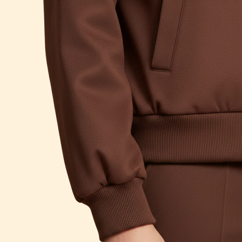 Women's Suede Bomber Jacket with Zipper Pockets - Image 7