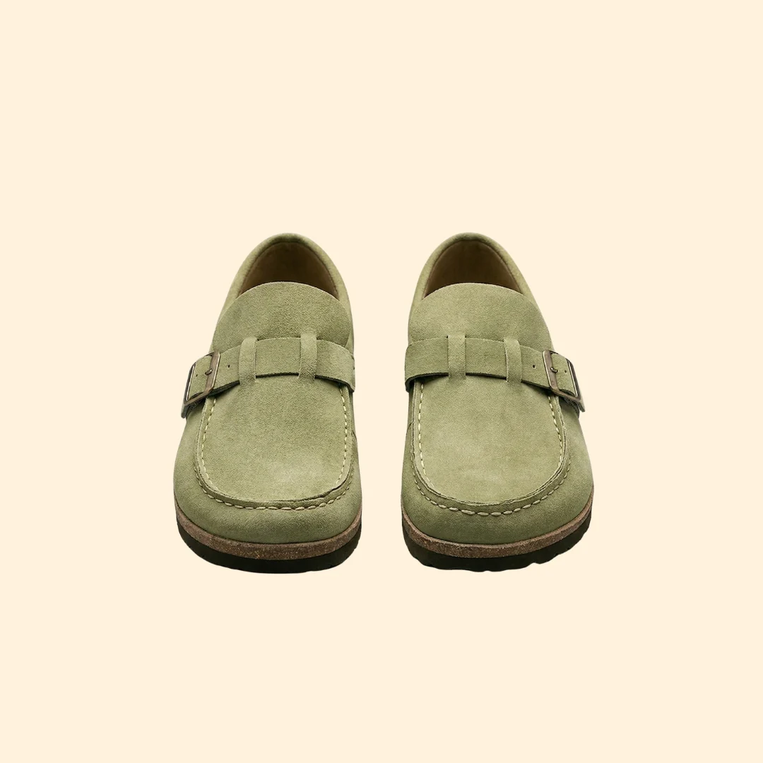 Women’s Suede Loafers with Buckle Strap