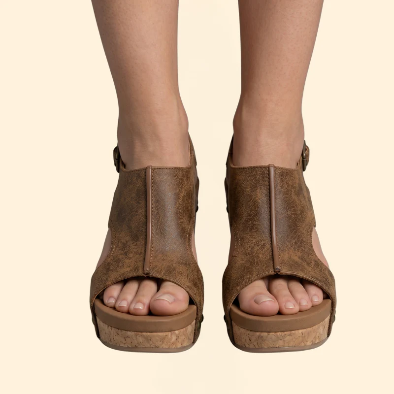 Women's Suede Wedge Sandals - Image 3