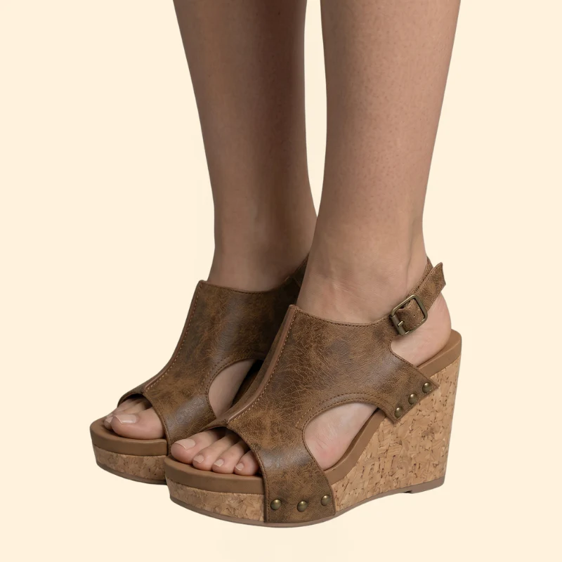 Women's Suede Wedge Sandals - Image 4