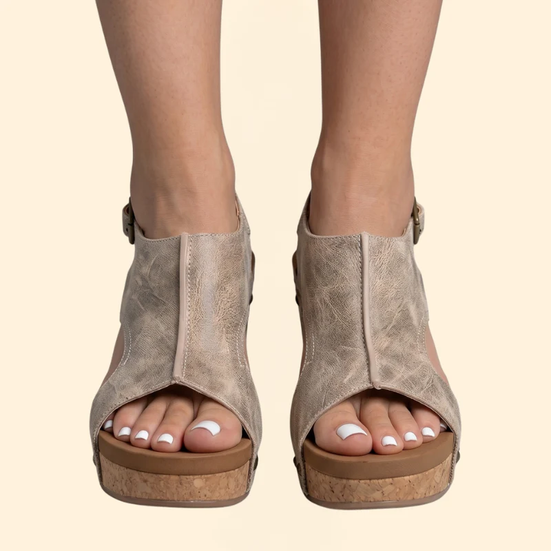 Women's Suede Wedge Sandals - Image 7
