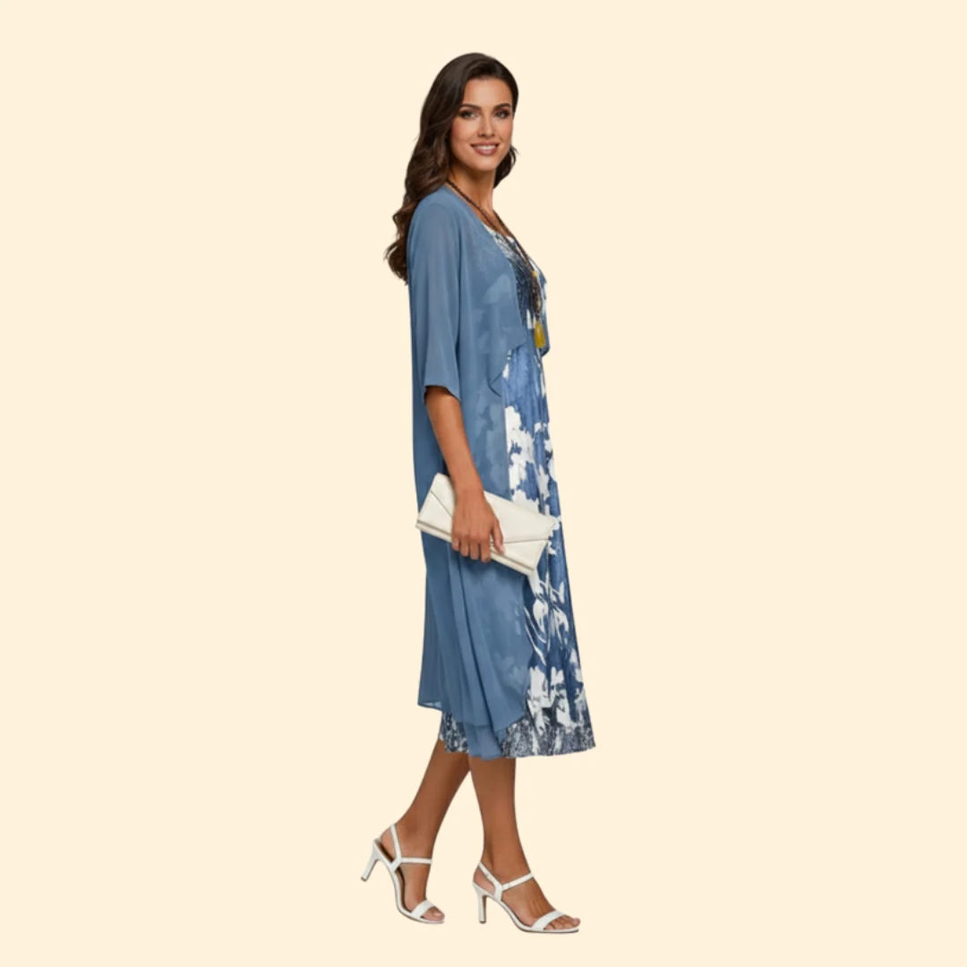 Women’s Summer Dress with Floral Print and Cardigan - Image 3
