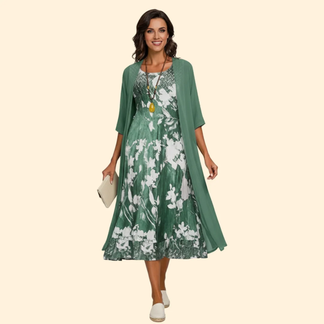 Women’s Summer Dress with Floral Print and Cardigan - Image 6