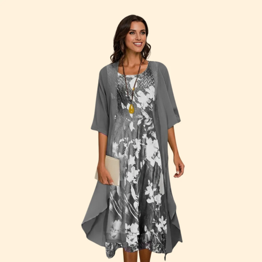 Women’s Summer Dress with Floral Print and Cardigan - Image 7