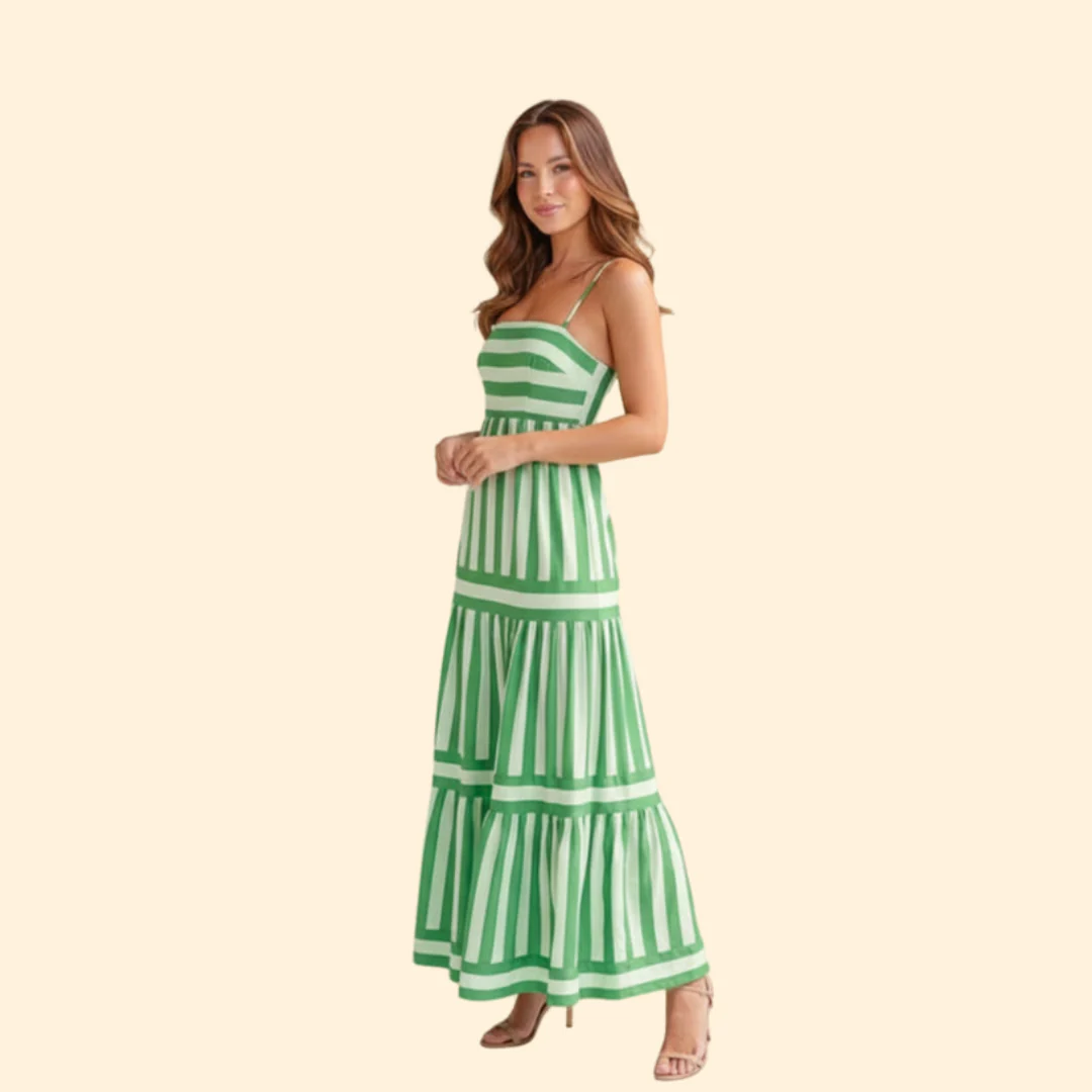 Women’s Summer Dress with Stripes and Tiered Skirt - Image 3