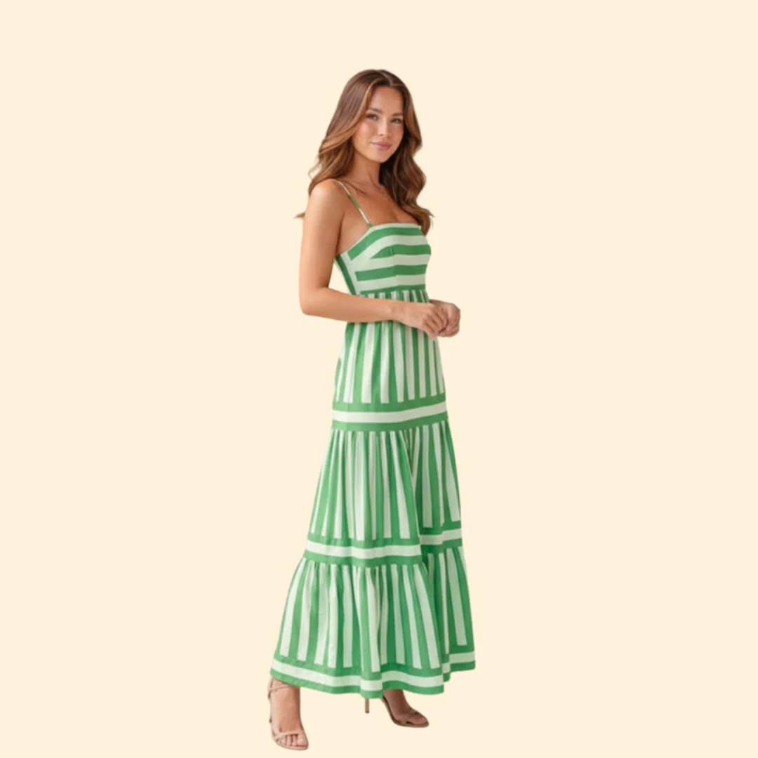 Women’s Summer Dress with Stripes and Tiered Skirt - Image 4